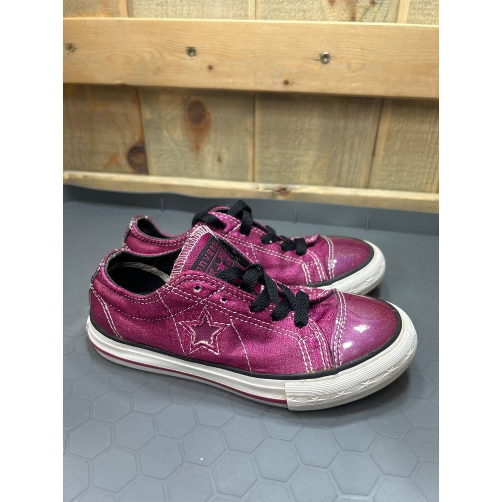 Converse One Star Junior Sneakers Size 12 Pink & White Textile Upper Rubber Sole